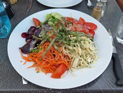 Walking in France: A shared plate of crudités to start