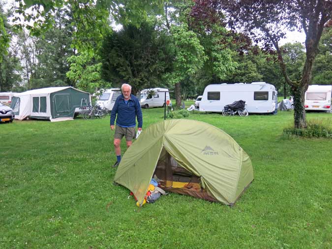 Walking in France: Slightly water-logged Chaumot camping ground