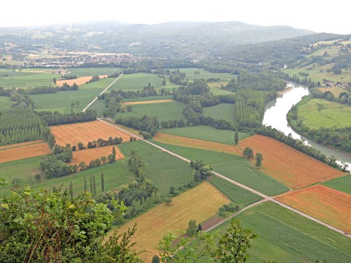 Walking in France: The Rhône, with Yenne in the distance, from the chapel of St-Romain