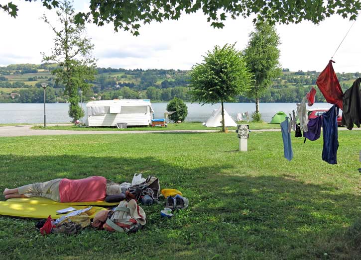 Walking in France: Resting at the Paladru camping ground