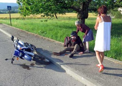 Walking in France: A motorcycle accident just behind us