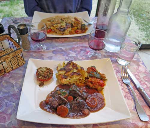 Walking in France: Our main courses; boeuf bourgignon