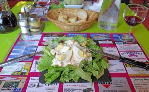 Walking in France: And for me, oeufs mayonnaises on a bed of lettuce