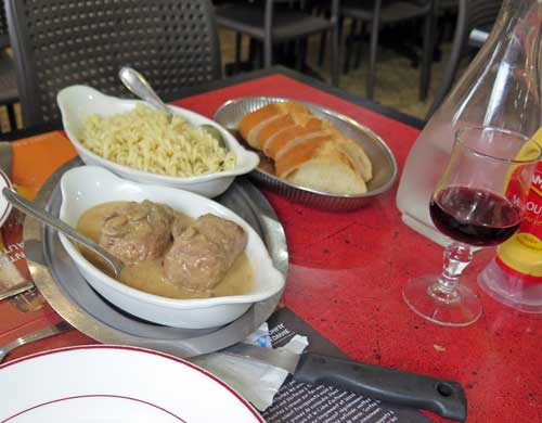 Walking in France: Followed by paupiette de veau with sauce forestière and pasta