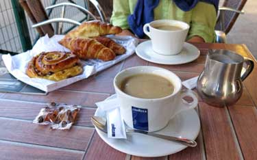 Walking in France: Pastries and coffee for breakfast
