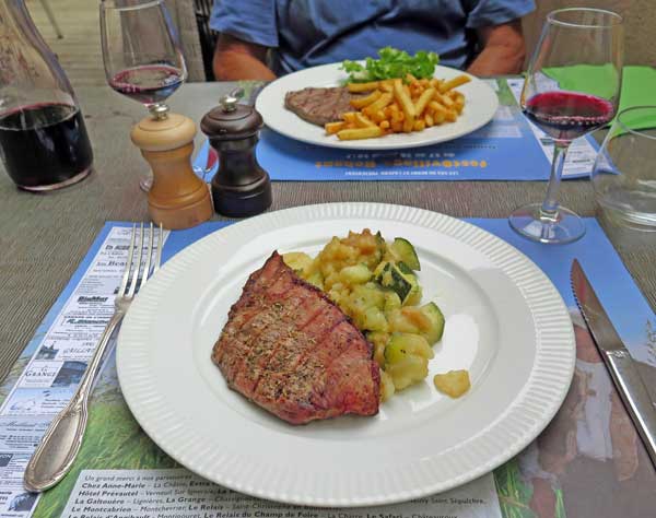 Walking in France: Followed by mains of steak and lamb