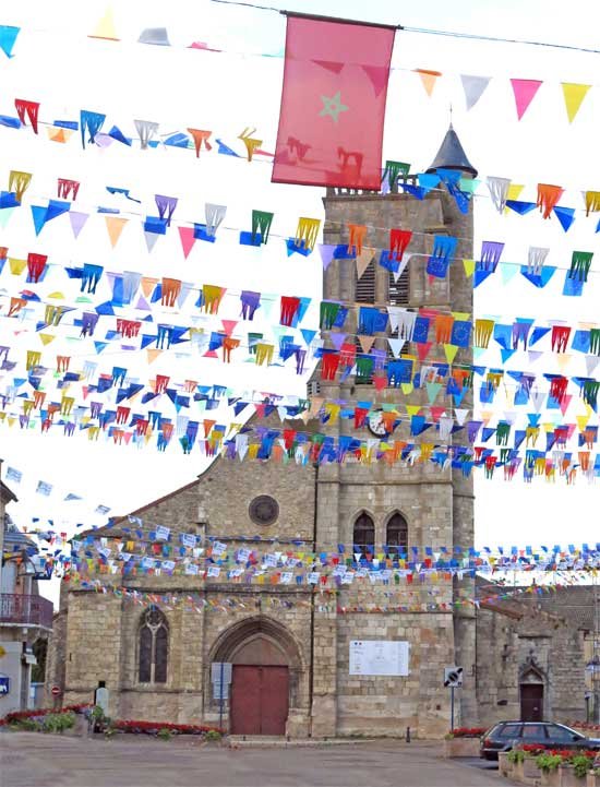 Walking in France: Flags for Gannat's annual multicultural festival 