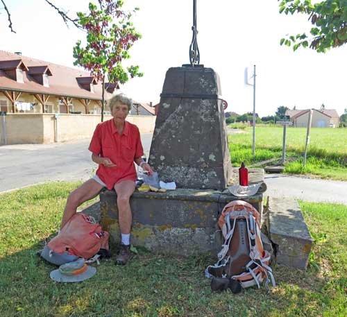 Walking in France: Resting under a wayside cross