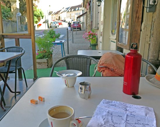Walking in France: Coffee and sketch map, Souvigny
