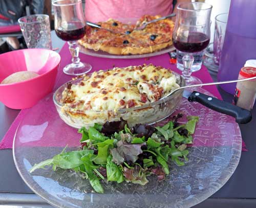 Walking in France: Followed by a vegetable gratinée and a pizza