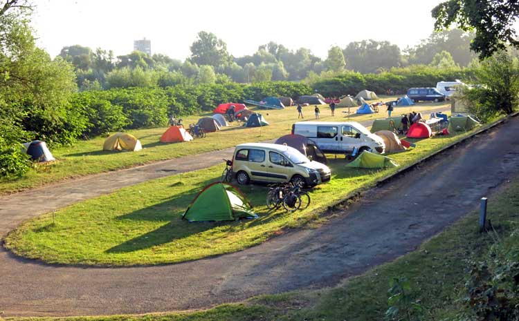 Walking in France: Camping at Nevers - our tent is the second on the left