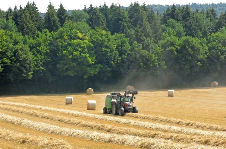 Walking in France: The farmer making the hayrolls