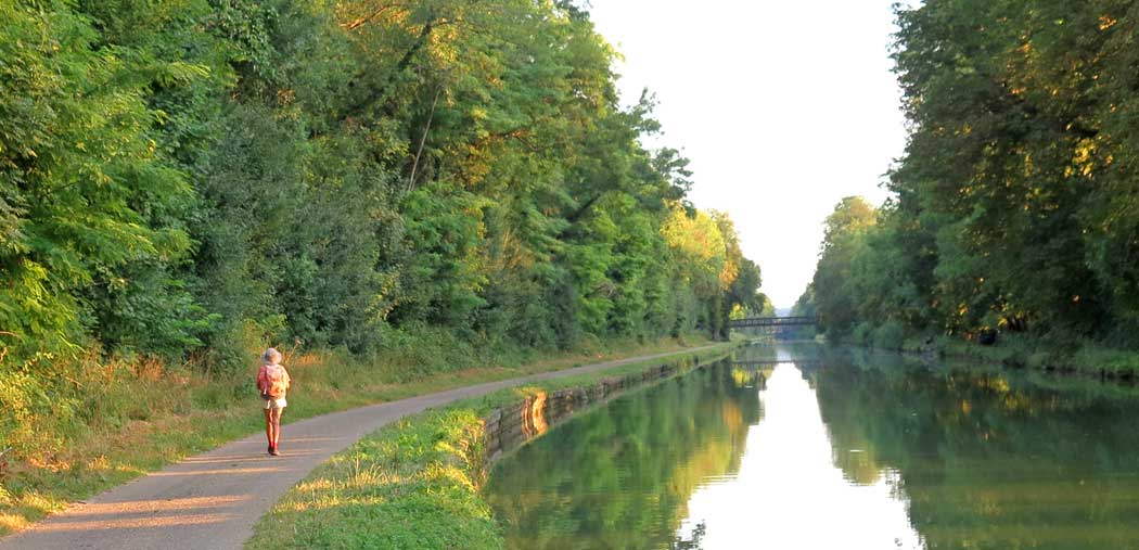 Walking in France: Early morning on the beautiful Canal of Burgundy