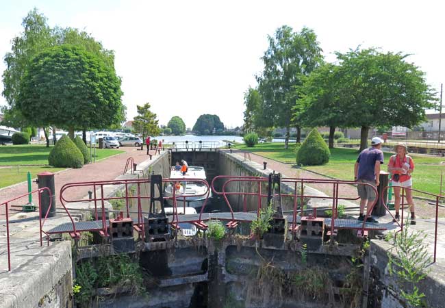 Walking in France: Looking back from the canal's final lock
