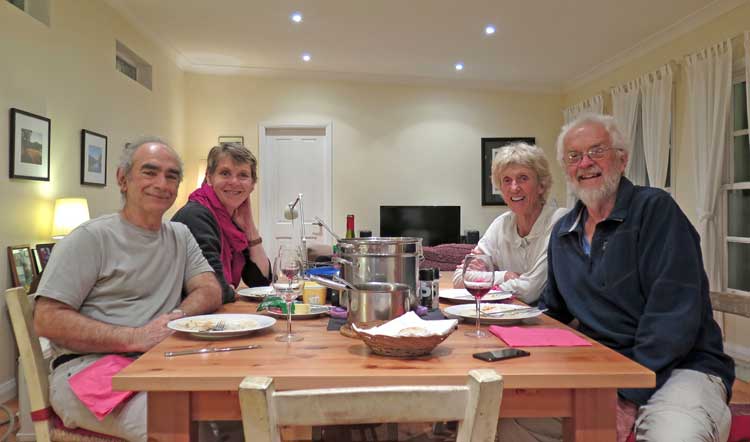 Walking in France: Sydney - dinner with our dear friends, and chief proofreaders of our website