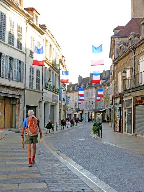 Walking in France: Bastille Day flags in Avallon