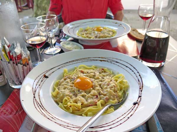 Walking in France: And pasta carbonara for mains